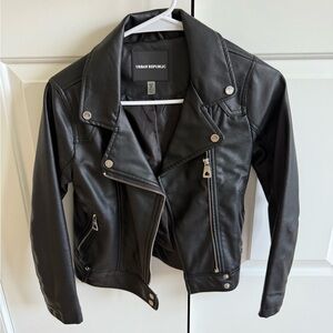 Like New Urban Republic Black Faux Leather Jacket with Silver Hardware